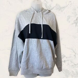 Abound Striped Hoodie In Grey Heather - Size 1X - Heather Gray